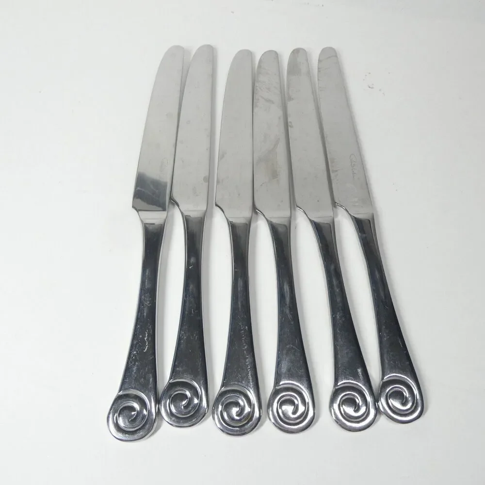 Robert Welch Ammonite 6 Knives Stainless Flatware Lot Helmick